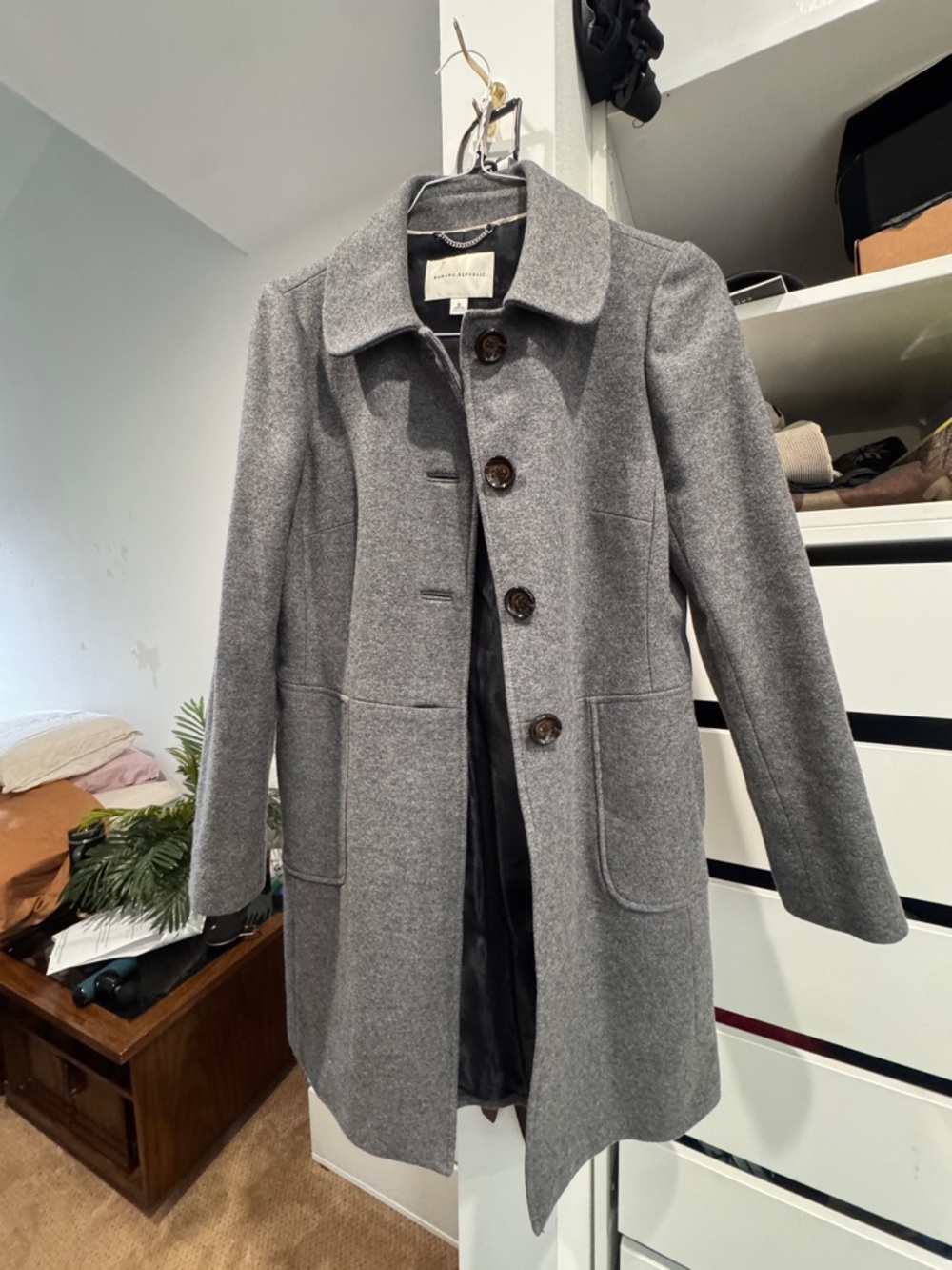 Banana Republic Gray Wool-Blend Pea Coat